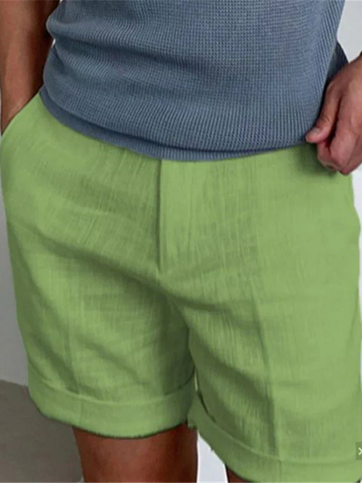 Light men's summer shorts made of linen with a relaxed fit - Jorin-Green-S-The Livary
