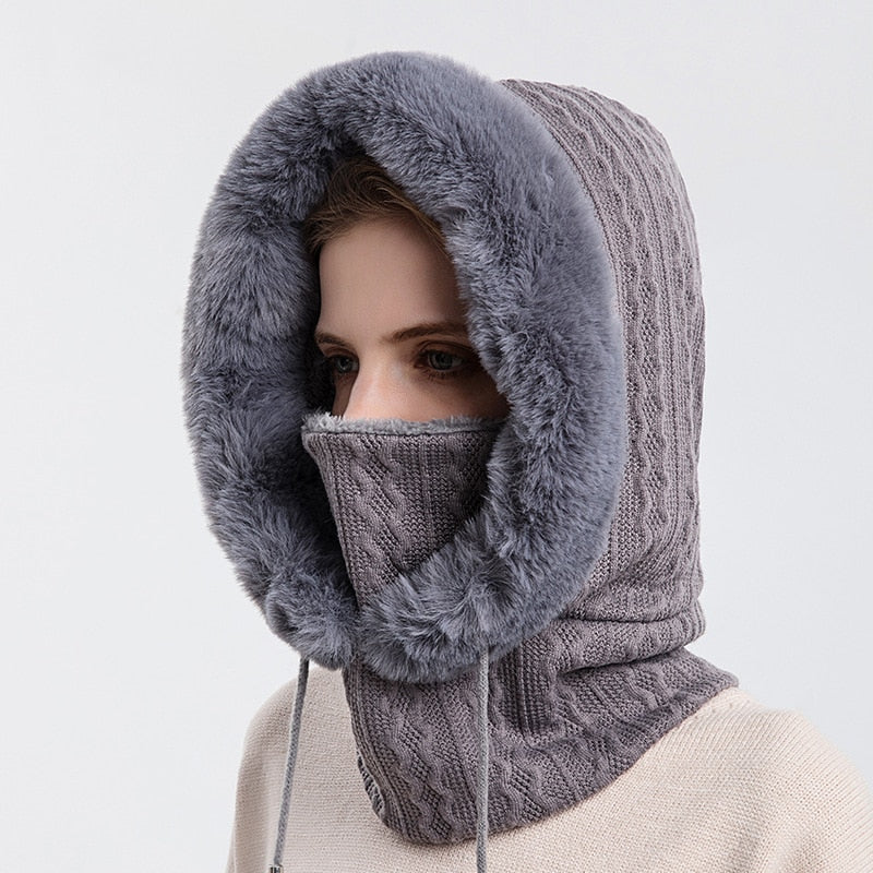 3-in-1 Winter Scarf and Hat for Women - Isabella-Grey-The Livary