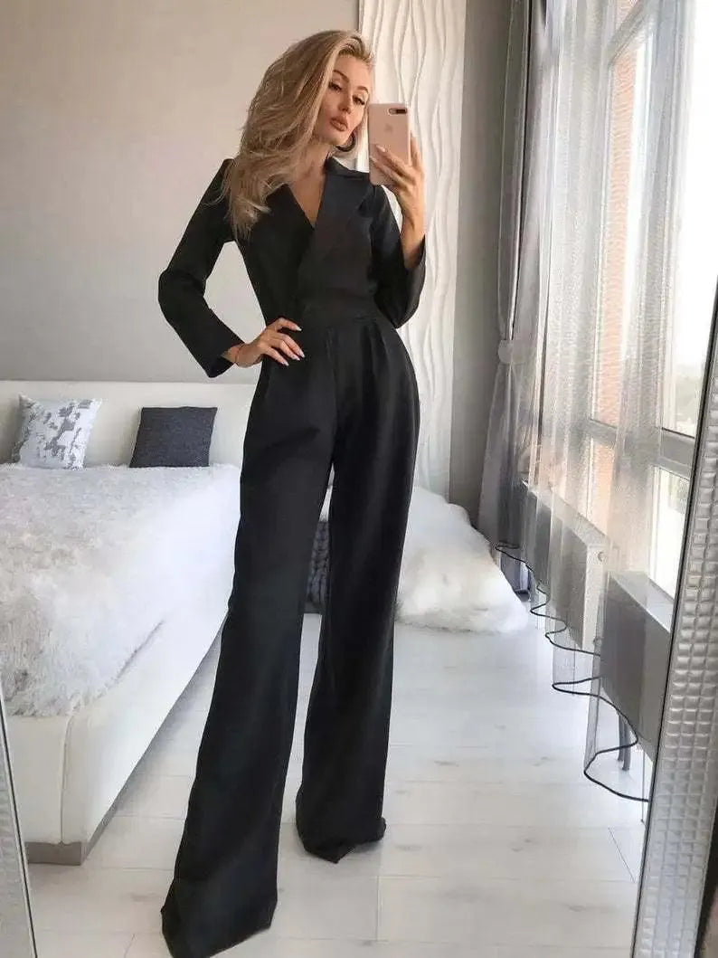Stylish Jumpsuit with Long Sleeves - Sophie-Black-S-The Livary