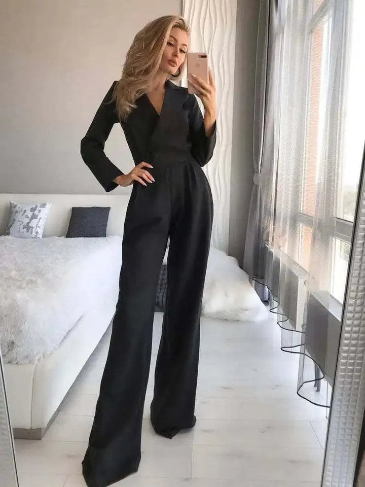 Stylish Jumpsuit with Long Sleeves - Sophie-Black-S-The Livary