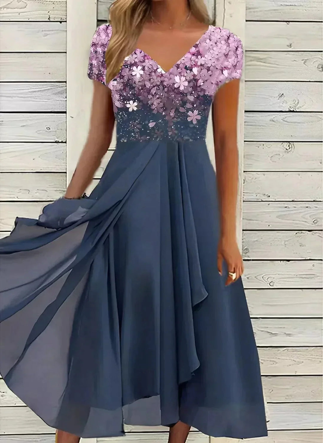 Light Summer Dress with Glamorous Look – Soraya-Pink Blue-S-The Livary