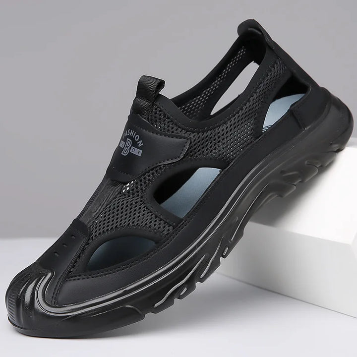Breathable & Stylish Mesh Sandals for Men - Leon-Black-6-The Livary