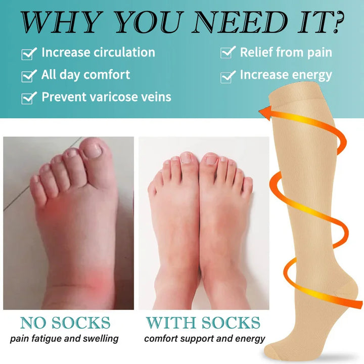 3 Pairs of Knee-High Compression Socks - FitSupport-3 pairs grey-S-M (2.5-5)-The Livary