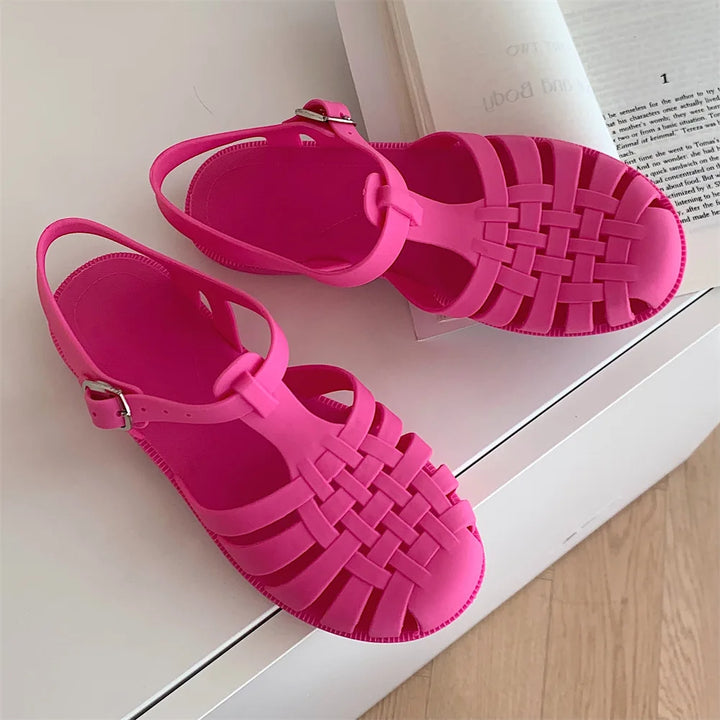 Trendy platform sandals in Korean style for women - Alina-Rose pink-3-The Livary