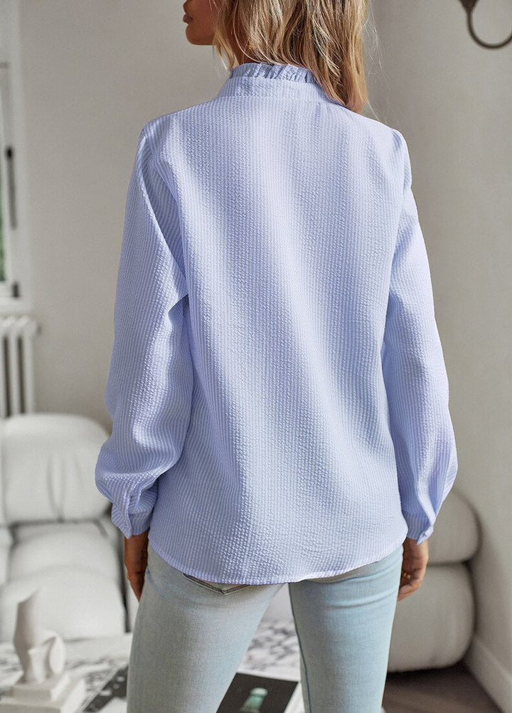 Trendy Striped Ladies' Blouse – Elise-Blue-S-The Livary