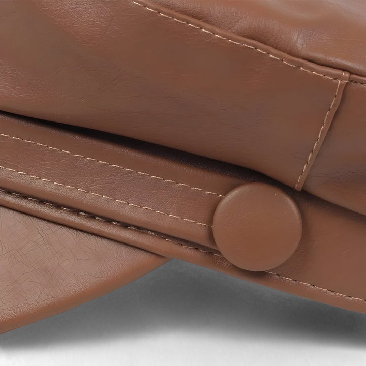 Octagonal women's flat cap made of PU leather – Valence-Brown-The Livary