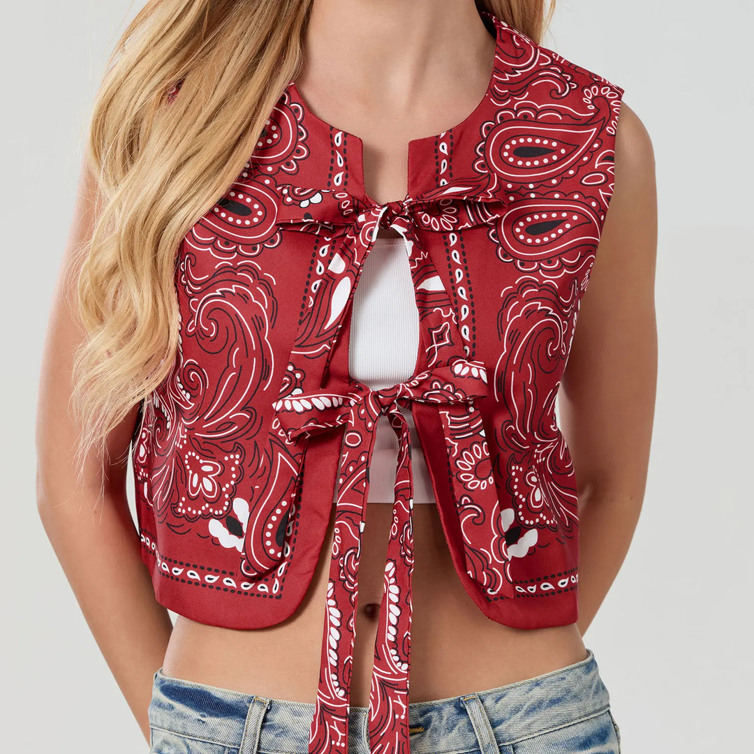 Y2K Red Bandana Wrap Top Trendy Cropped Streetwear Top - Liora-S-The Livary