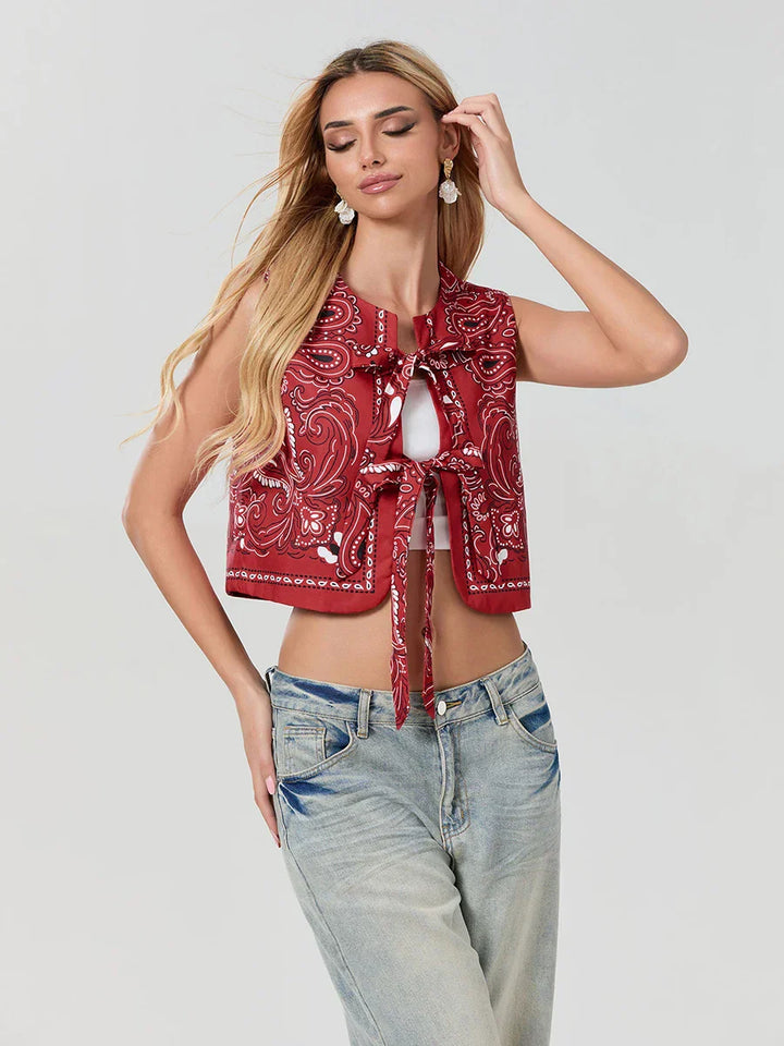Y2K Red Bandana Wrap Top Trendy Cropped Streetwear Top - Liora-S-The Livary