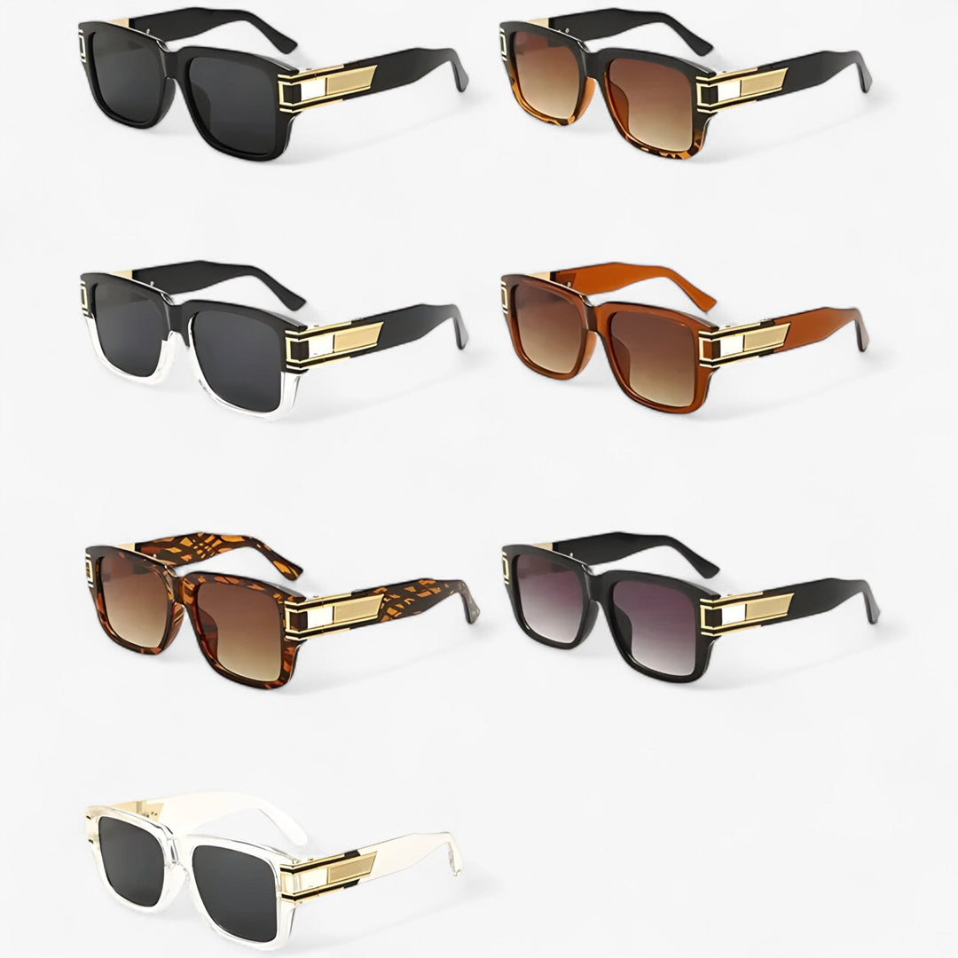 Vintage sunglasses with square frame and drop detail – Elvoir-Black Grey-The Livary