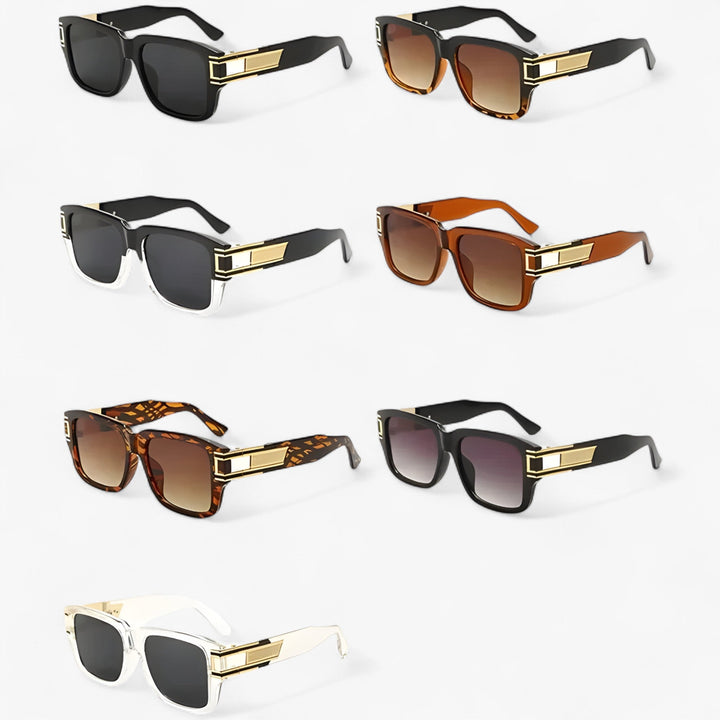 Vintage sunglasses with square frame and drop detail – Elvoir-Black Grey-The Livary