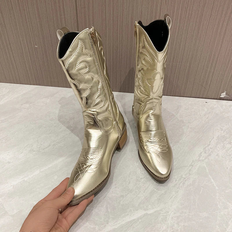 Retro Western Cowboy Ladies Boots - Daisy
