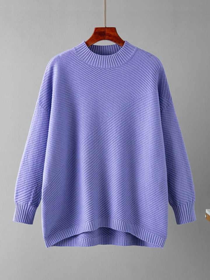 Classic Knitted Women's Sweater - Evelina-Purple-The Livary