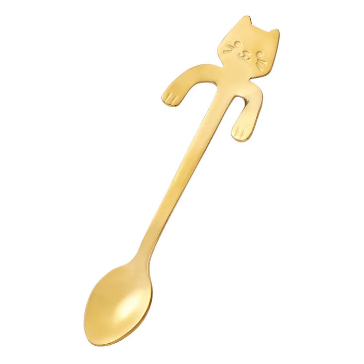Mini Cat Spoon in Stainless Steel - Whiskra-Gold-The Livary