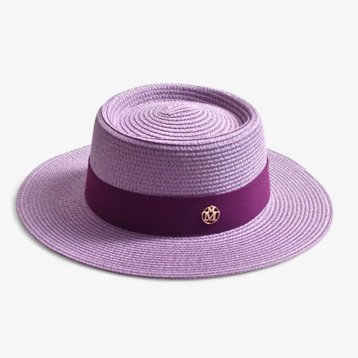 Elegant women's straw hat – Soleil-Purple-The Livary