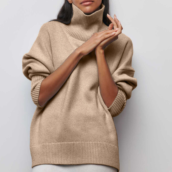 Soft Oversized Women's Turtleneck - Celeste-Beige-One Size-The Livary