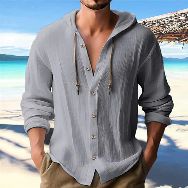 Breathable & Lightweight Linen Hooded Shirt for Men – Malik-Grey-S-The Livary