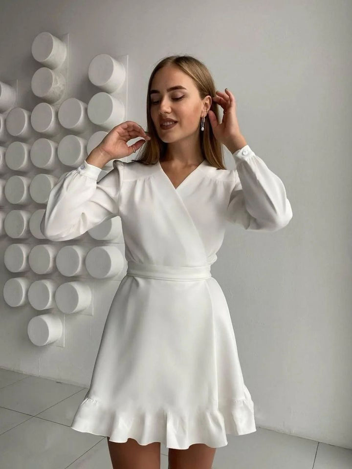 Trendy A-line Dress - Livia-White-S-The Livary