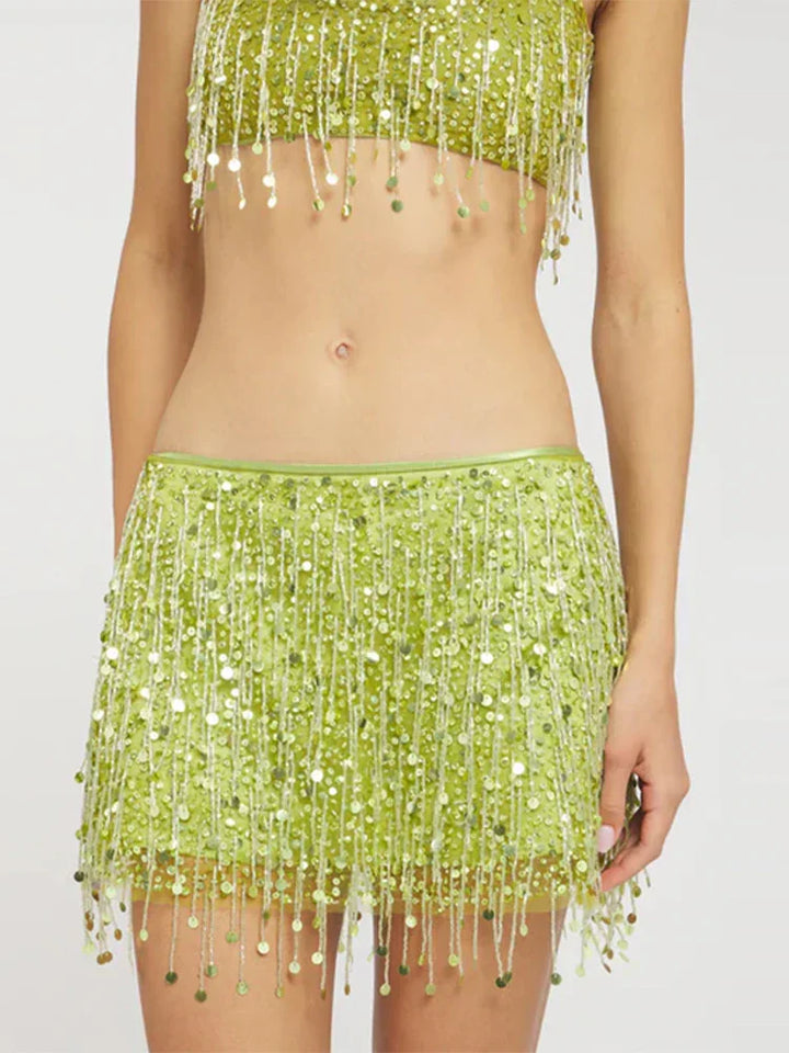 Sequin Tassel Bikini Set – Riviera-Pink-S-The Livary