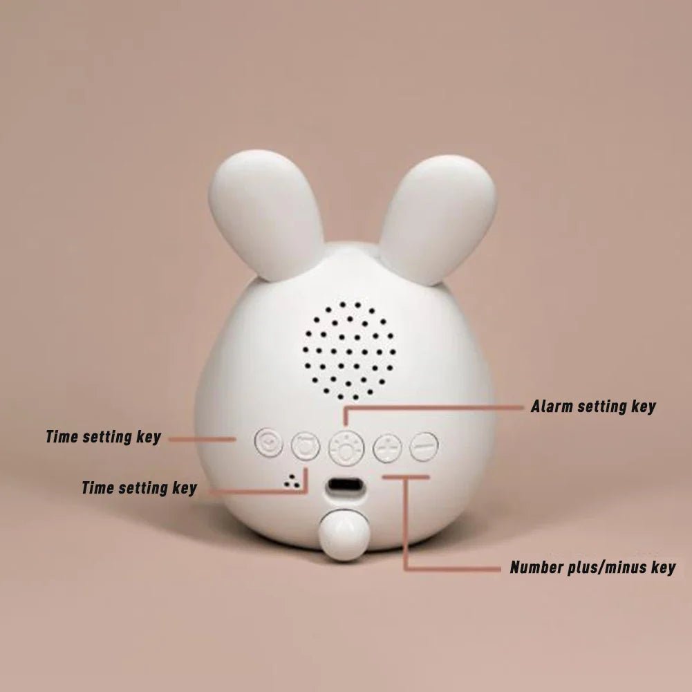 Rabbit-shaped children's alarm clock with LED night light - BunniGlow-Pink-The Livary