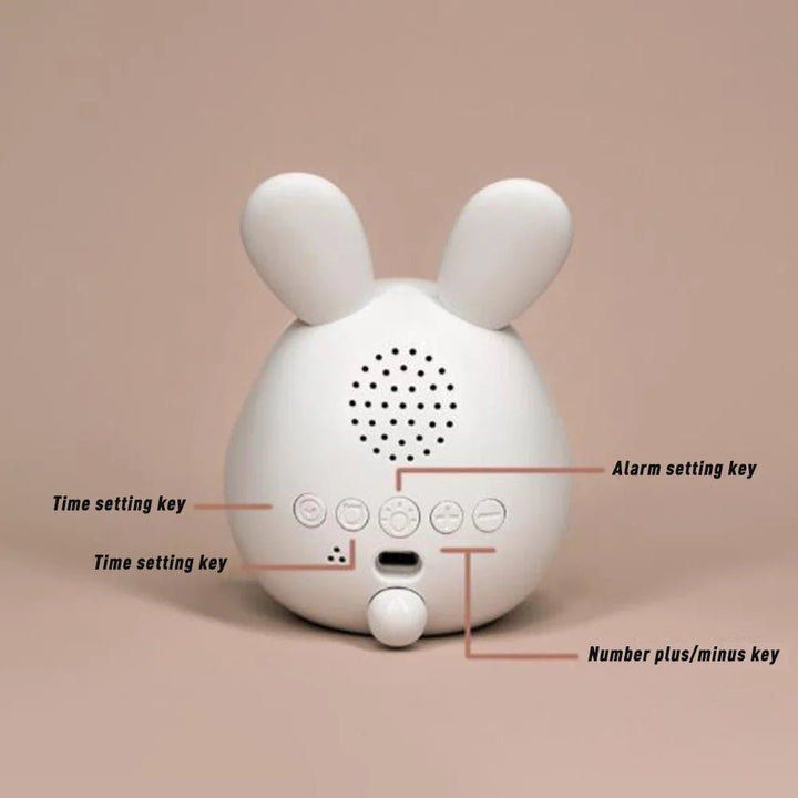 Rabbit-shaped children's alarm clock with LED night light - BunniGlow-Pink-The Livary