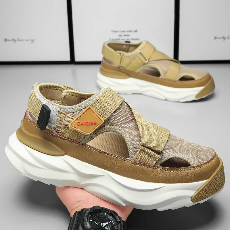 Light EVA summer slippers for women and men with designer look – Elian-Beige-3.5-The Livary
