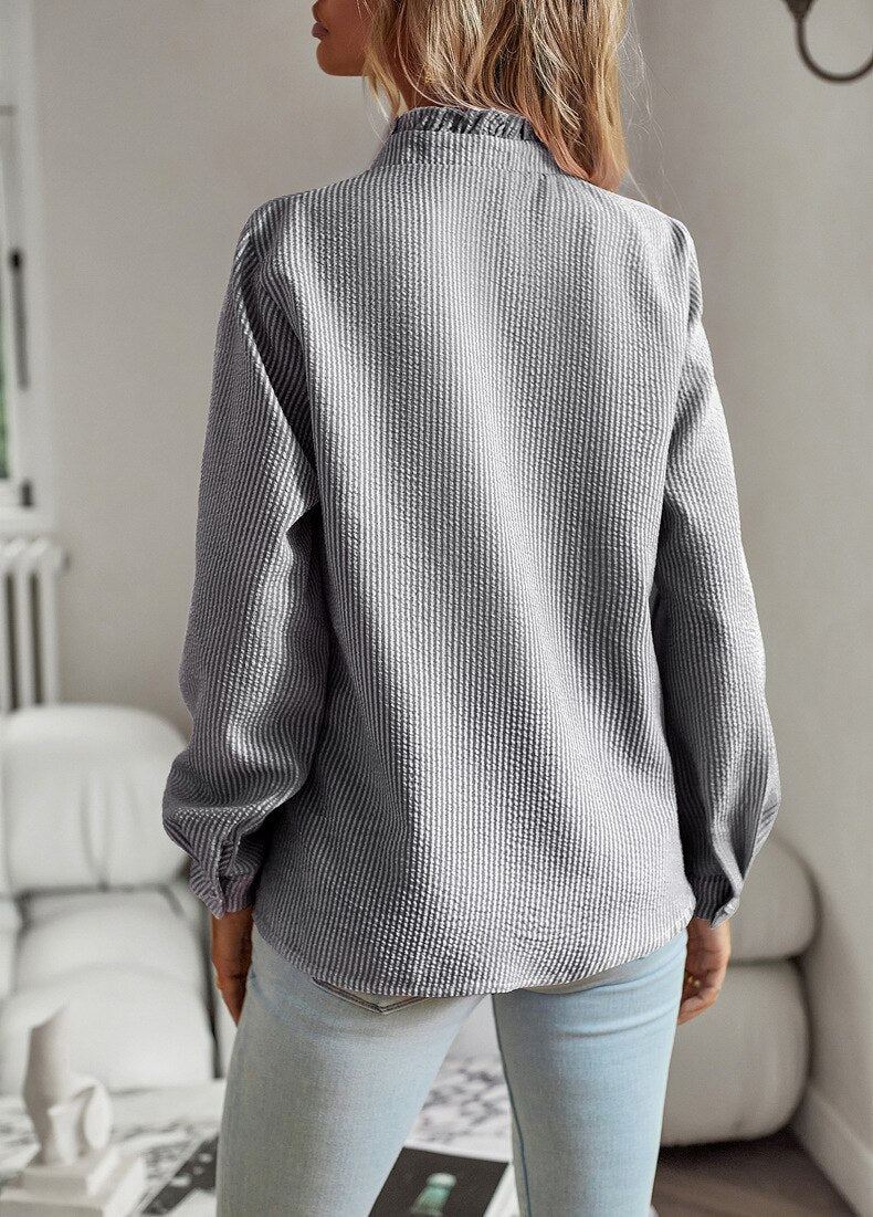 Trendy Striped Ladies' Blouse – Elise-Blue-S-The Livary