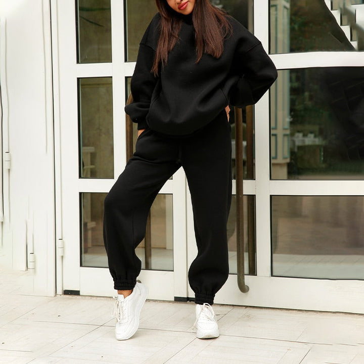 Ladies Oversized Lounge Jogging Set – Liv-Light brown-The Livary