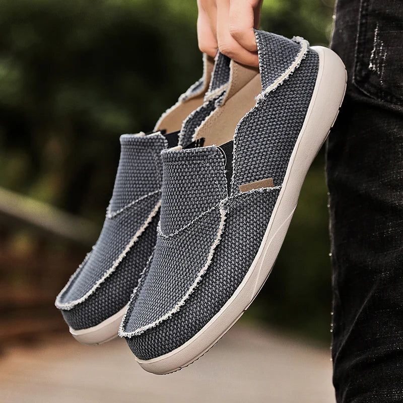 Light canvas slip-ons for men | Breathable summer espadrilles - Niko-Khaki-6-The Livary