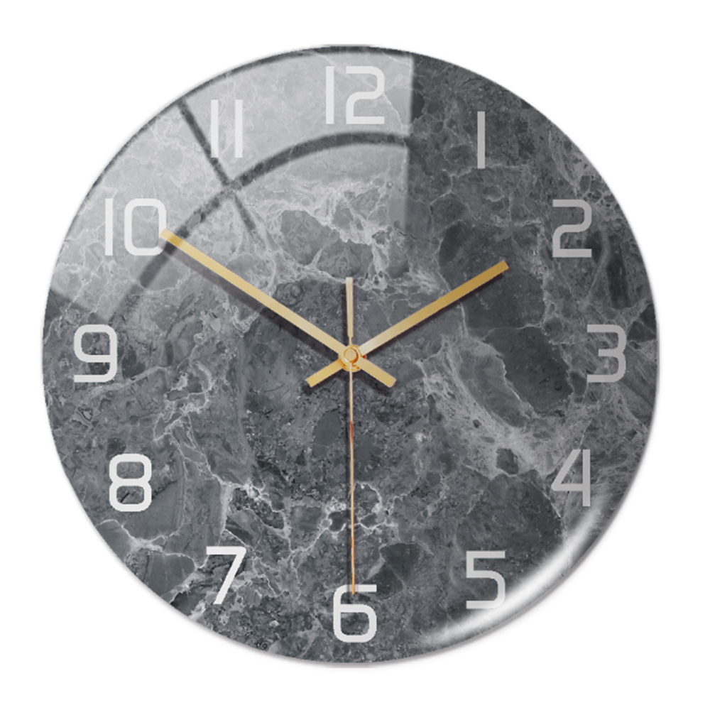 Stylish Wall Clock with Marble Texture - MarbleTime-Dark Grey-The Livary