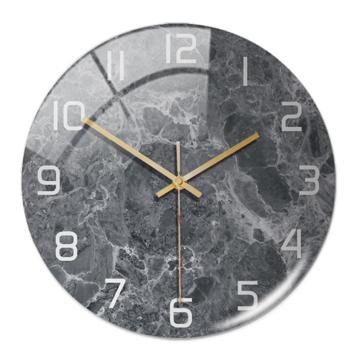 Stylish Wall Clock with Marble Texture - MarbleTime-Dark Grey-The Livary