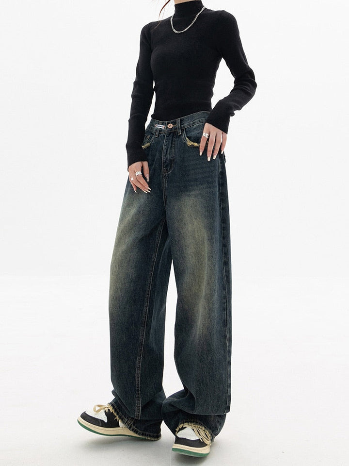 Y2K Vintage Baggy Women's Jeans - Luna-Blue grey-S-The Livary