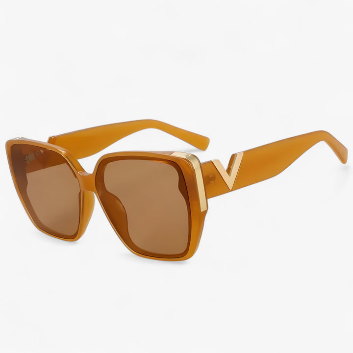 V-shaped mirrored sunglasses – Kryos-Brown-The Livary