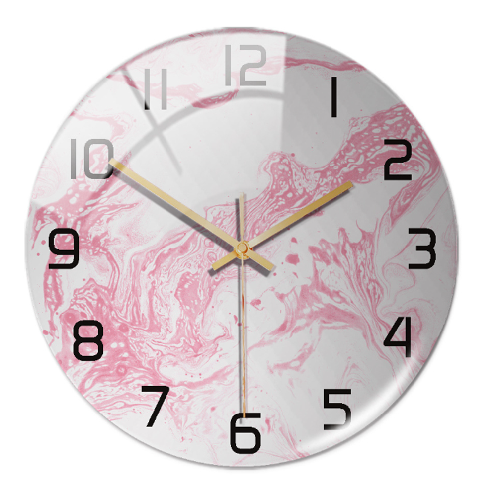 Stylish Wall Clock with Marble Texture - MarbleTime-Roze-The Livary