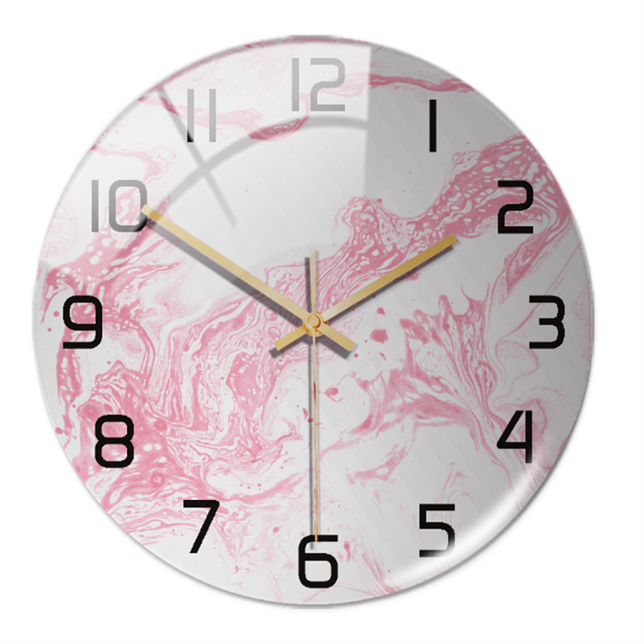 Stylish Wall Clock with Marble Texture - MarbleTime-Roze-The Livary