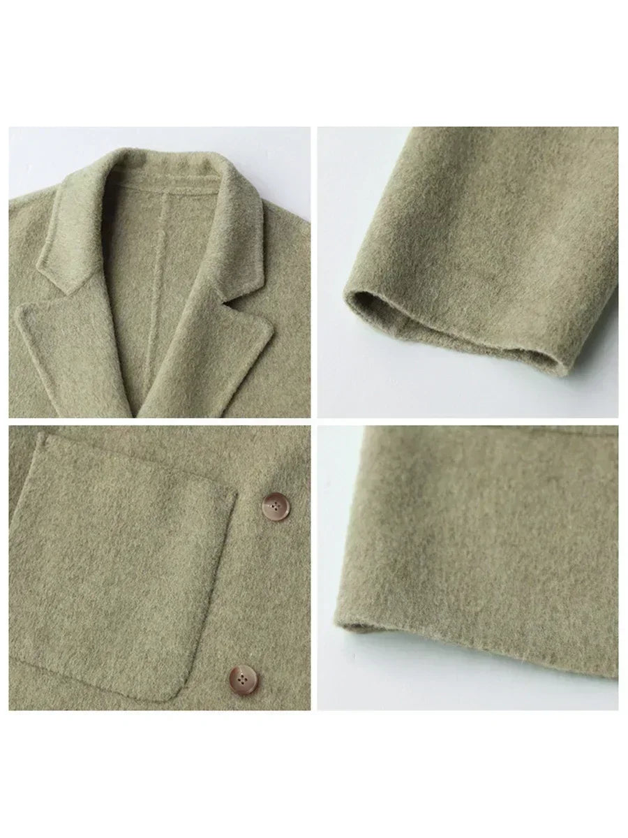 Luxury Wool Women's Coat - Aurora-Green Banana-S-The Livary