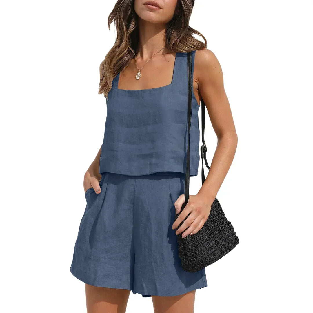Two-piece summer outfit with style – Emilia-Dark blue-S-The Livary