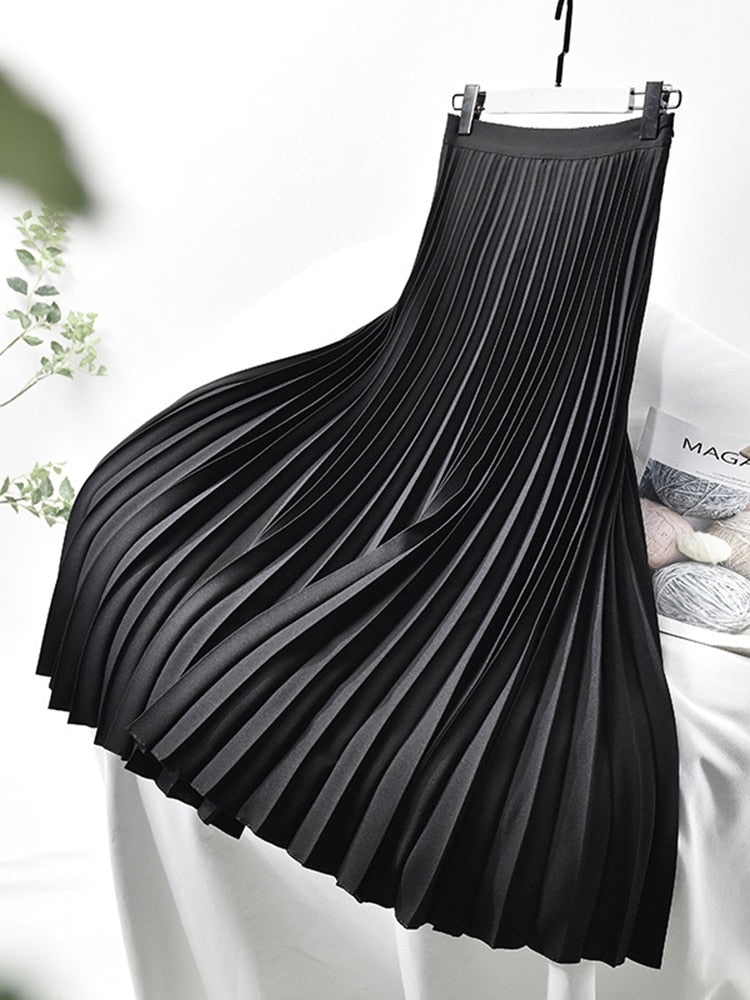 Trendy High Waist Pleated Skirt - Sofia-Black-S-The Livary
