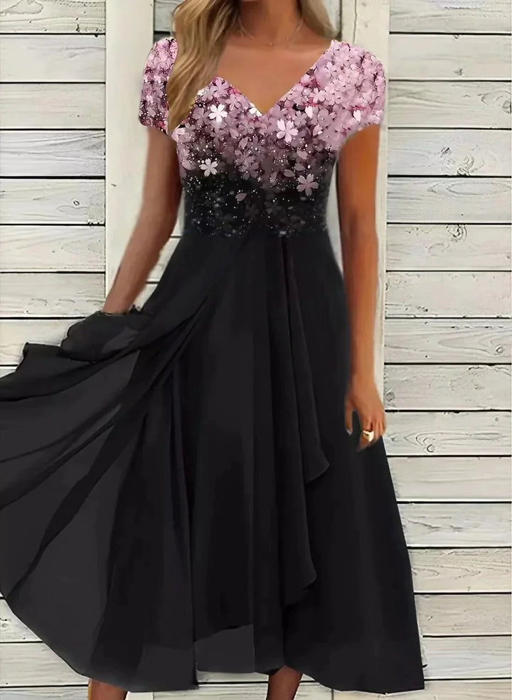 Light Summer Dress with Glamorous Look – Soraya-Pink Black-S-The Livary