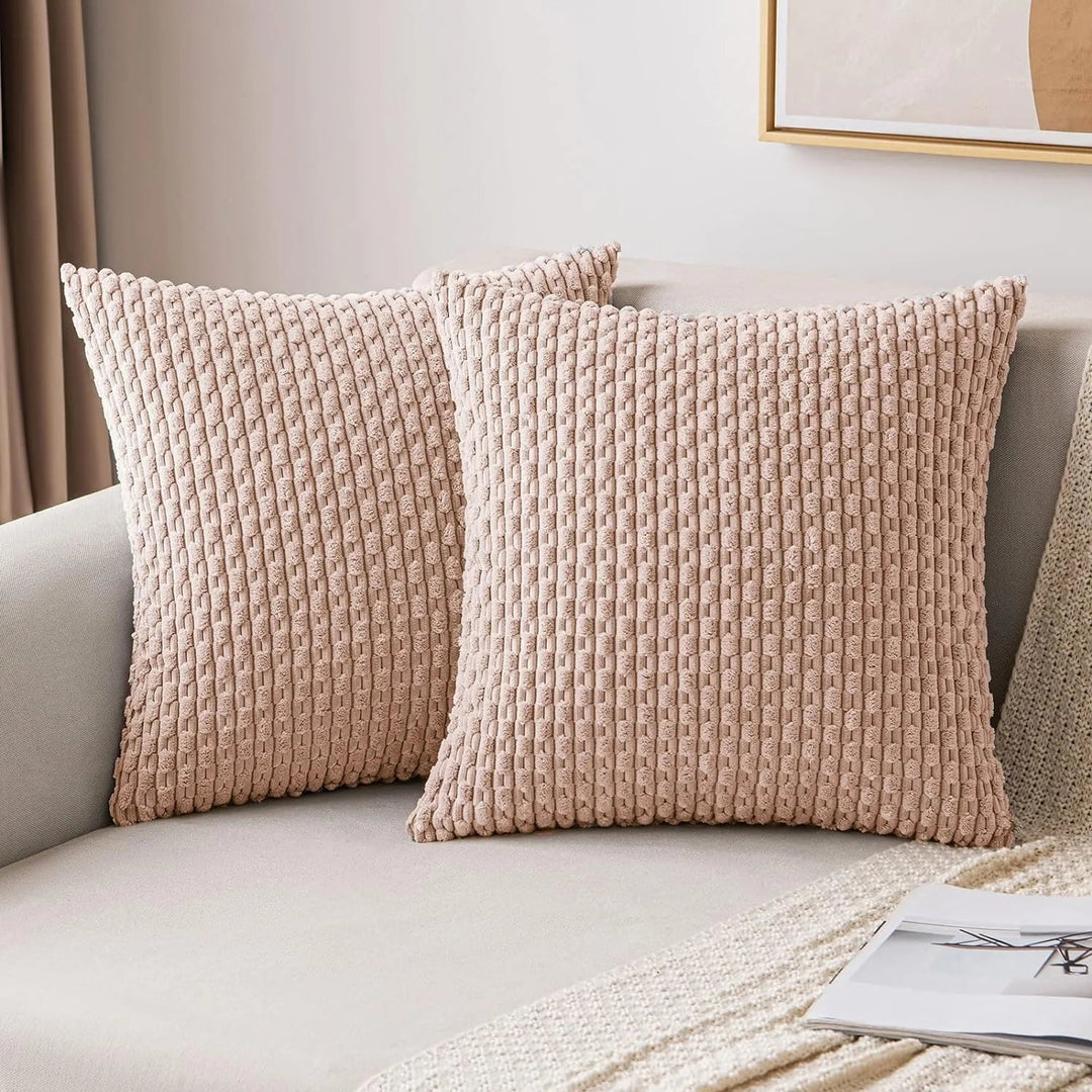 Corduroy Cushion Covers with Boho Style – Velvia-Khaki-40x40CM-The Livary