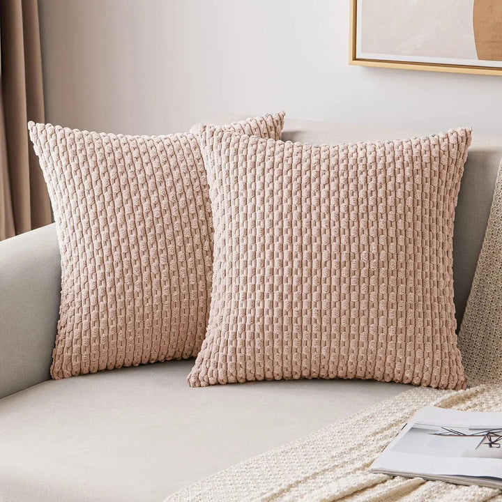 Corduroy Cushion Covers with Boho Style – Velvia-Pink-40x40CM-The Livary