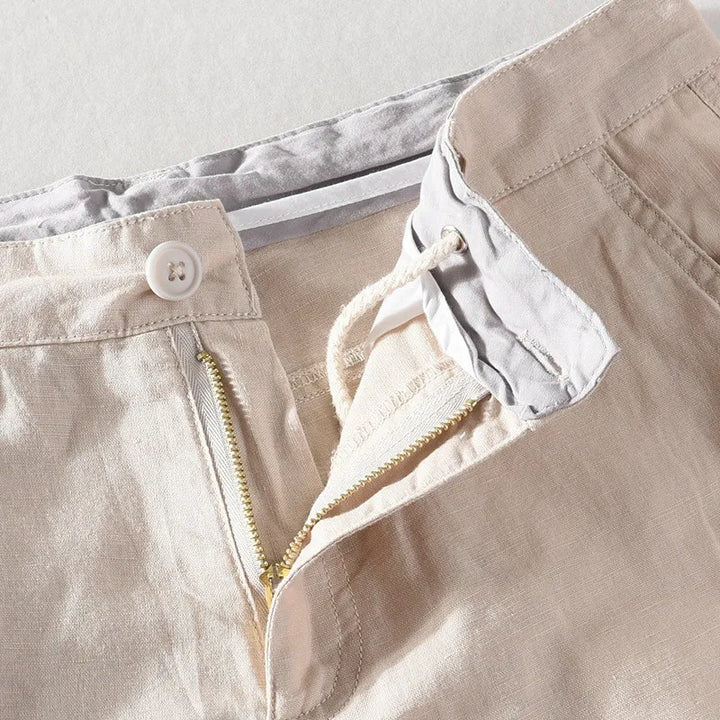 Men's linen-cotton summer shorts with button closure - Sandro-Black-S-The Livary