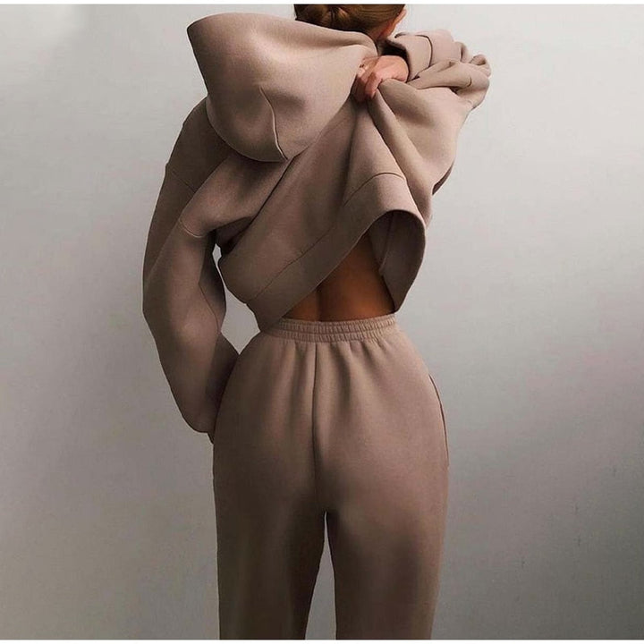 Ladies Oversized Lounge Jogging Set – Liv-Light brown-The Livary