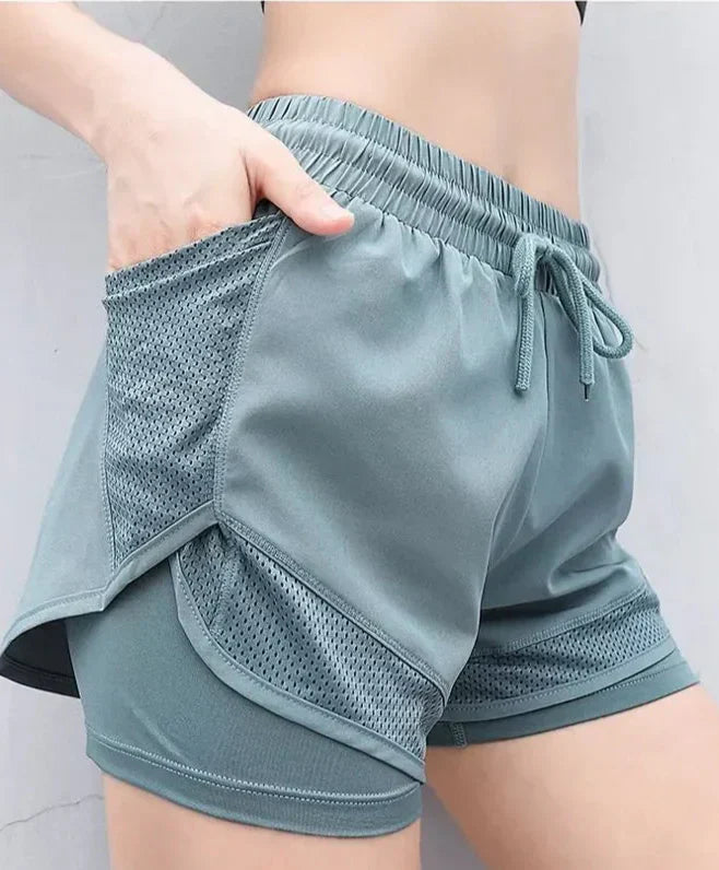 Breathable & Quick-drying High-Waist Fitness Shorts for Women – Mira-Light green-S-The Livary