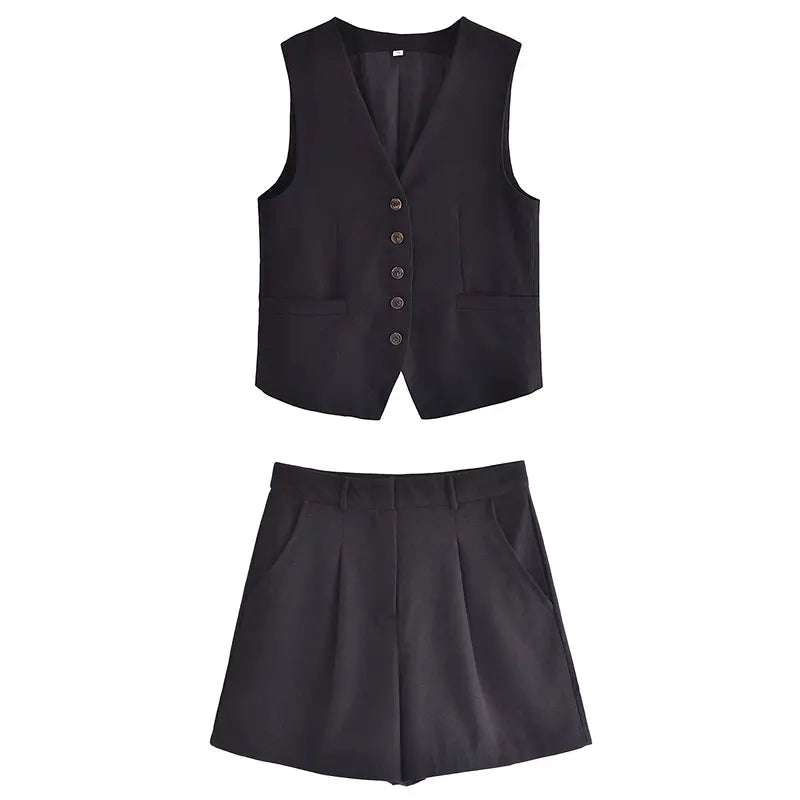 Two-piece summer outfit with vintage top – Amaya-Black-XS-The Livary