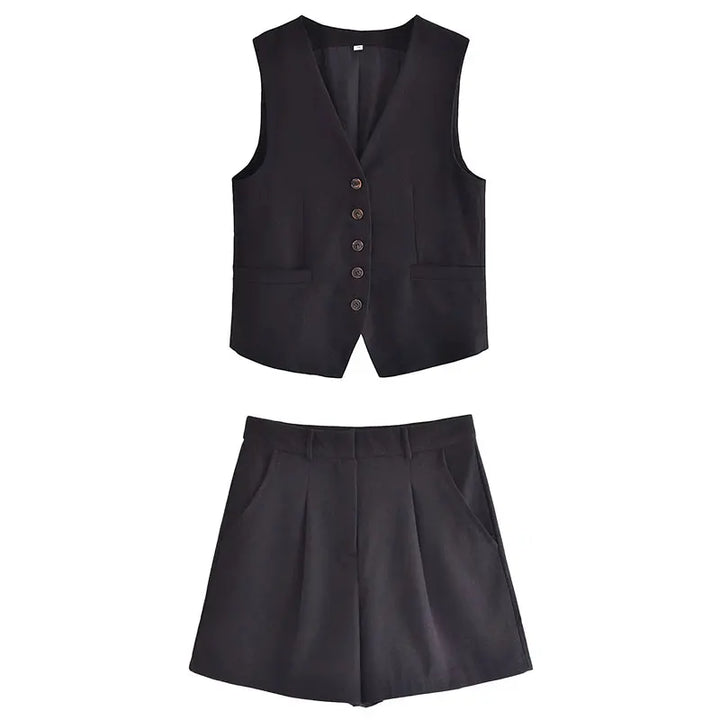 Two-piece summer outfit with vintage top – Amaya-Black-XS-The Livary