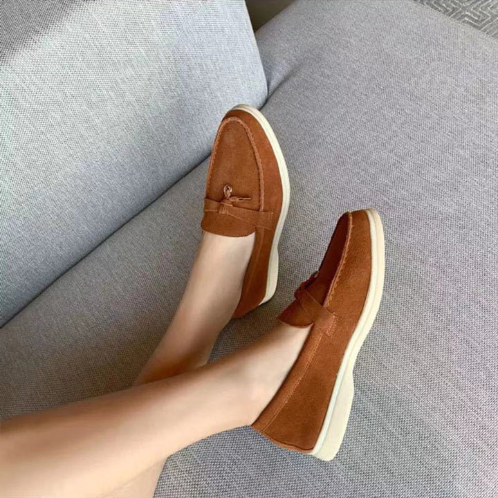 Comfortable Loafers with Lock Detail - Isabella-Beige-4.5-The Livary