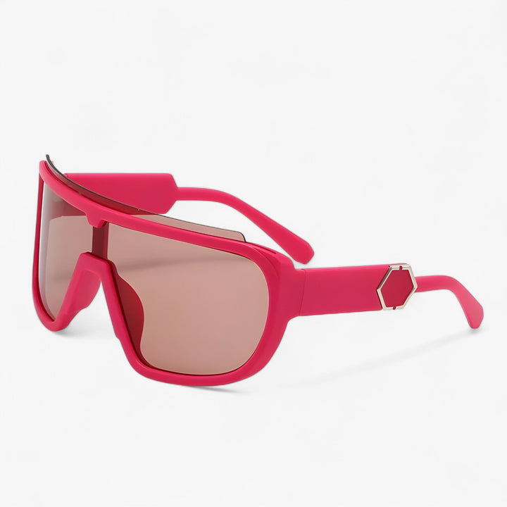 Oversized Monoblock Wraparound Sunglasses – Auron-Pink Grey-The Livary