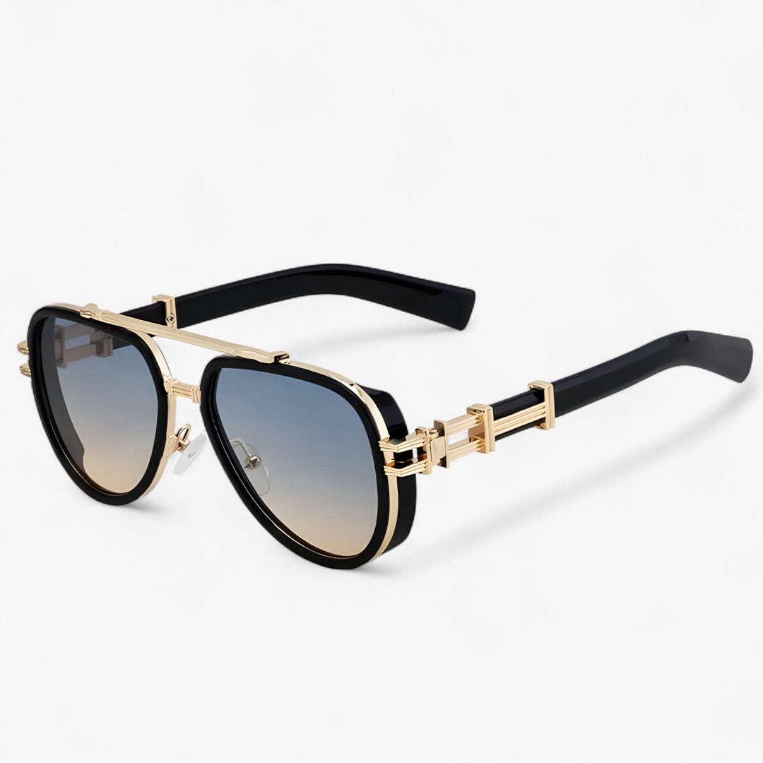 Oversized steampunk sunglasses with polarized lenses – Arclight-Black Gold Yellow-The Livary