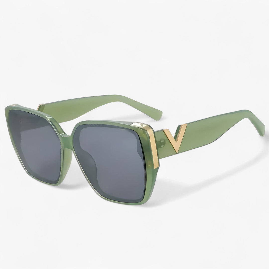 V-shaped mirrored sunglasses – Kryos-Green-The Livary