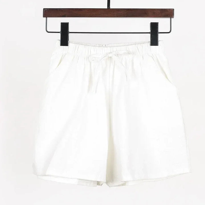 Lightweight Women’s Linen Shorts with High Waist and Sporty Fit – Fenja-White-S-The Livary